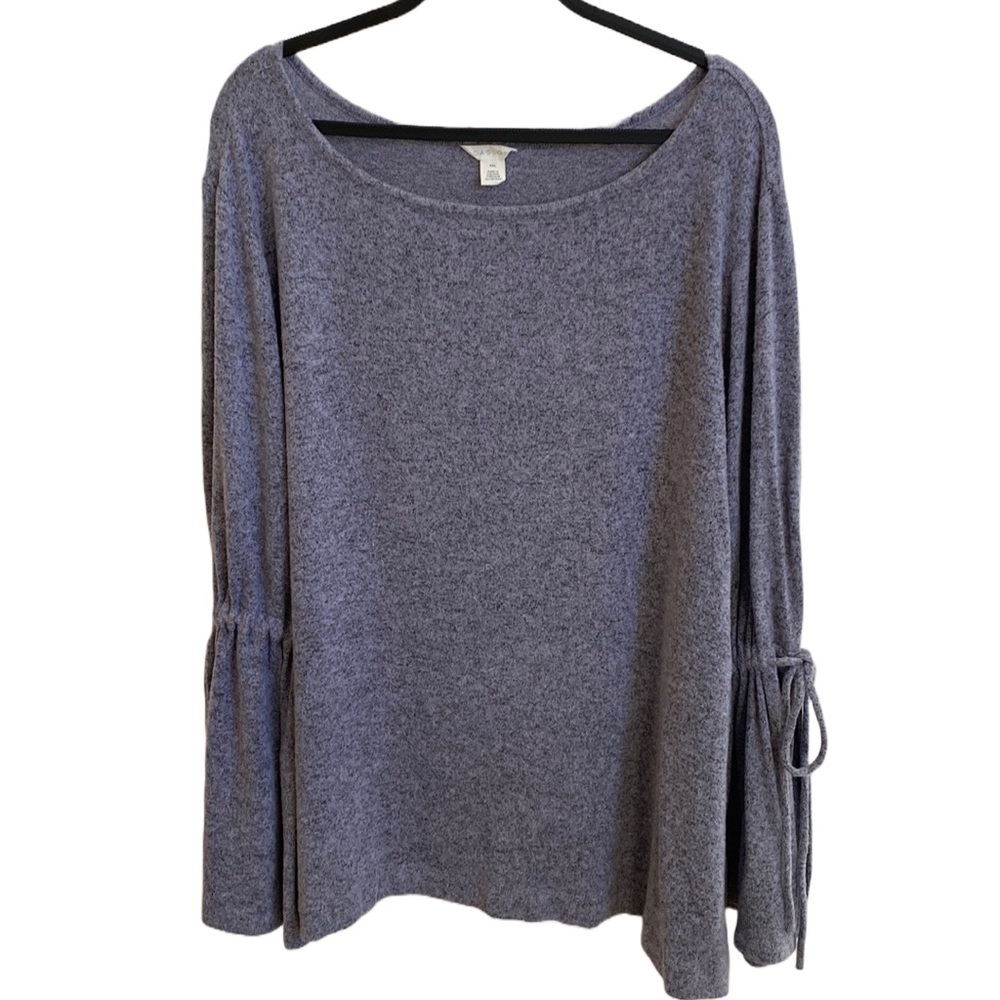 💙🩶 Caslon Soft Knit Boho Long Pullover Sweater, Long Bell Sleeves With Ties, XXL